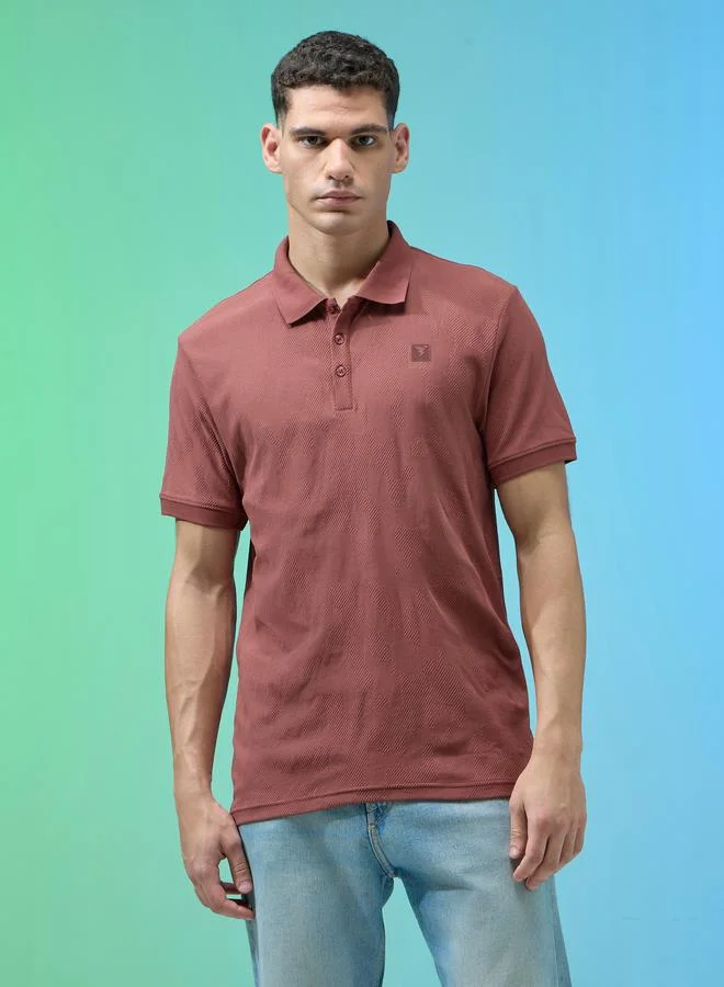 Technosport Technosport Men Jacquard Slim Fit Polo